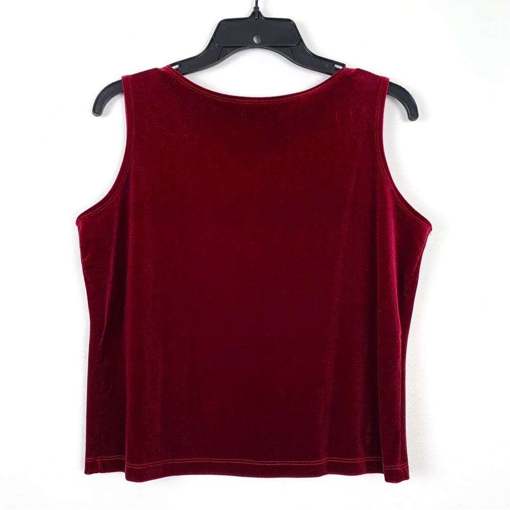 Vintage velour tank top by I.N. Studio burgundy sleeveless stretch velvet top PL